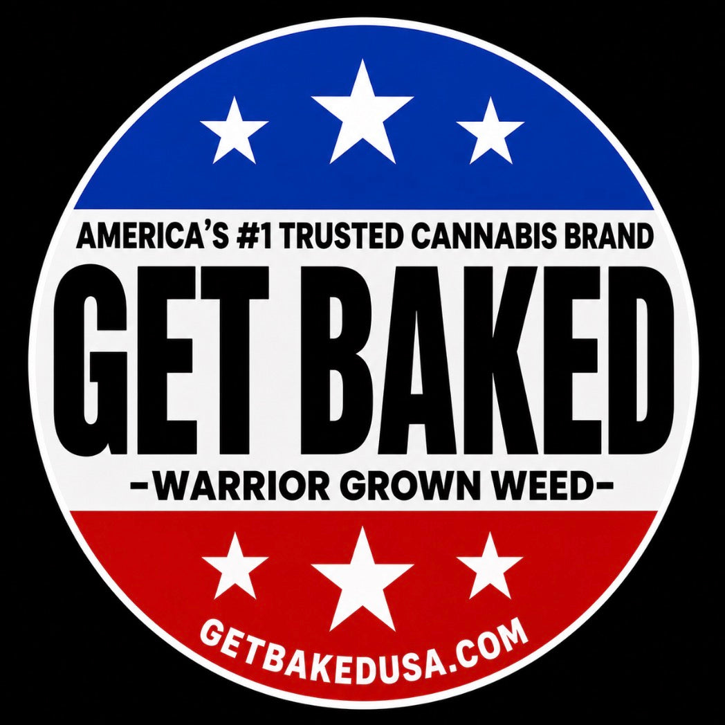 Baked Patriot Cannabis Seal sticker by Baked Chicken Merch